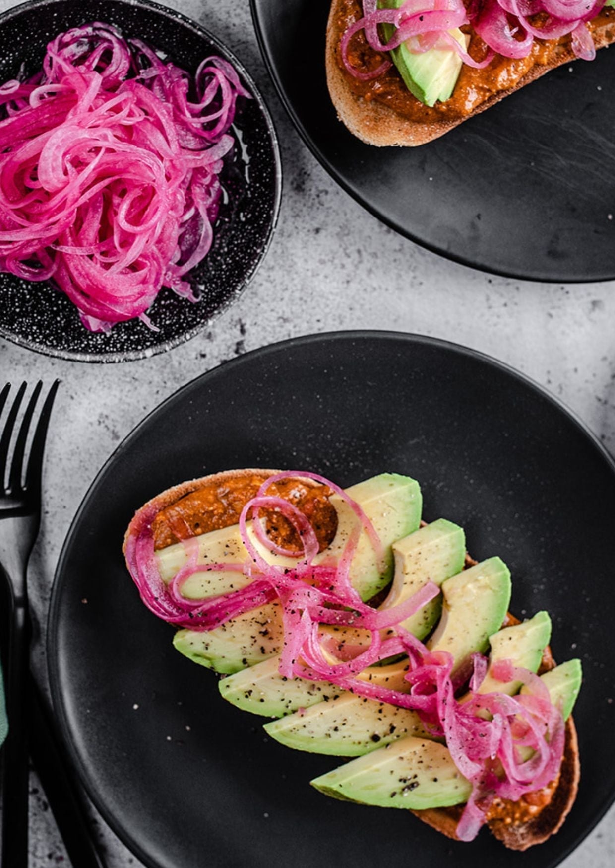 Avocado Toast with Quick Pickles and Peanut Butter