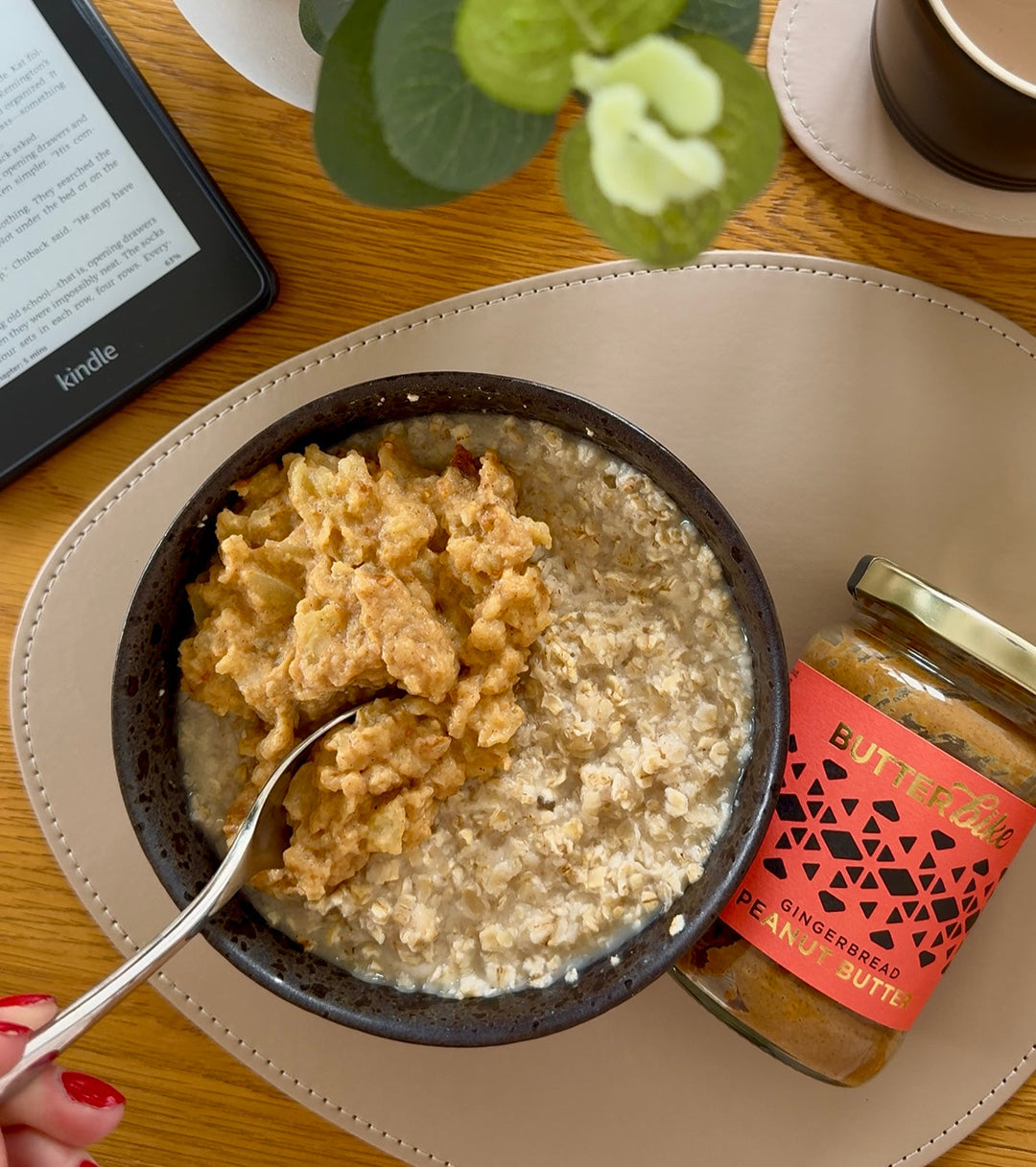 Porridge with Gingerbread Peanut Butter Apple Compote