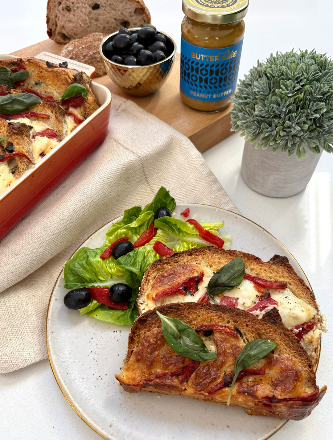 Mediterranean Savoury Sourdough Bread & Butter Pudding