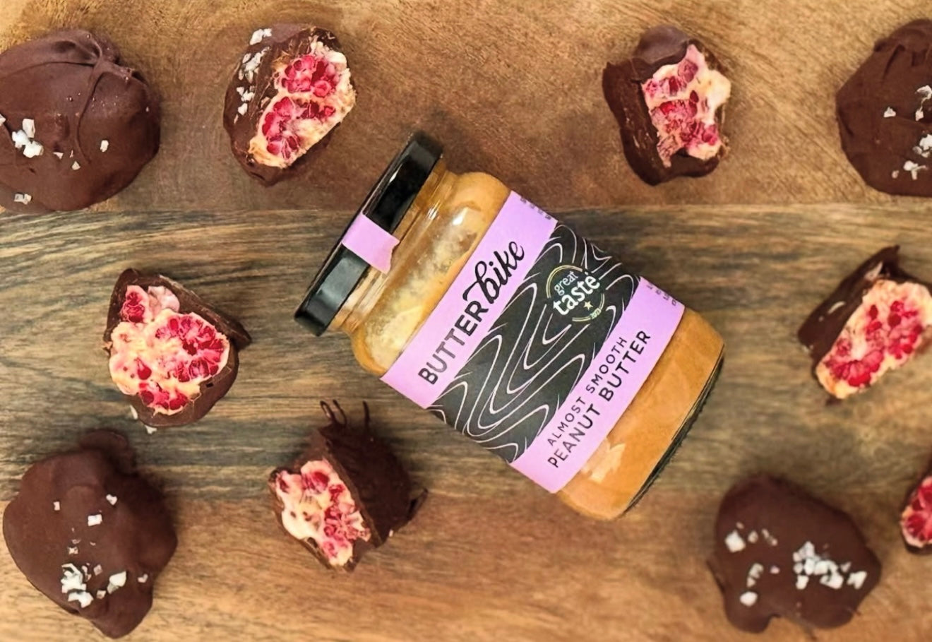 Frozen Raspberry, Chocolate & Peanut Butter Bites