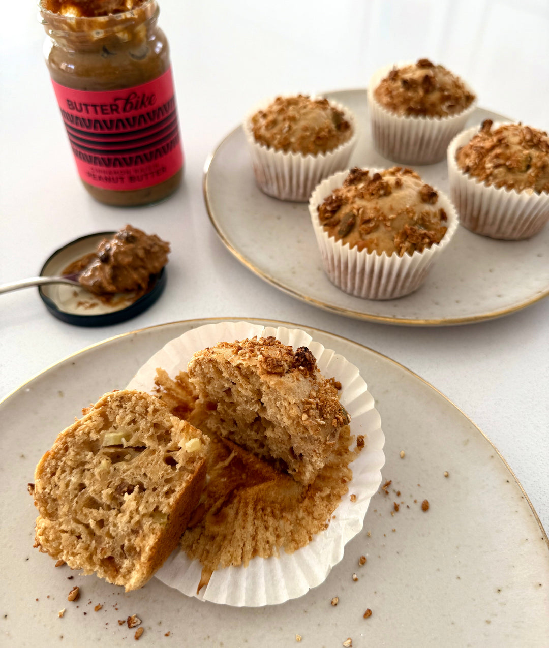 Cinnamon Raisin Peanut Butter & Apple Muffins