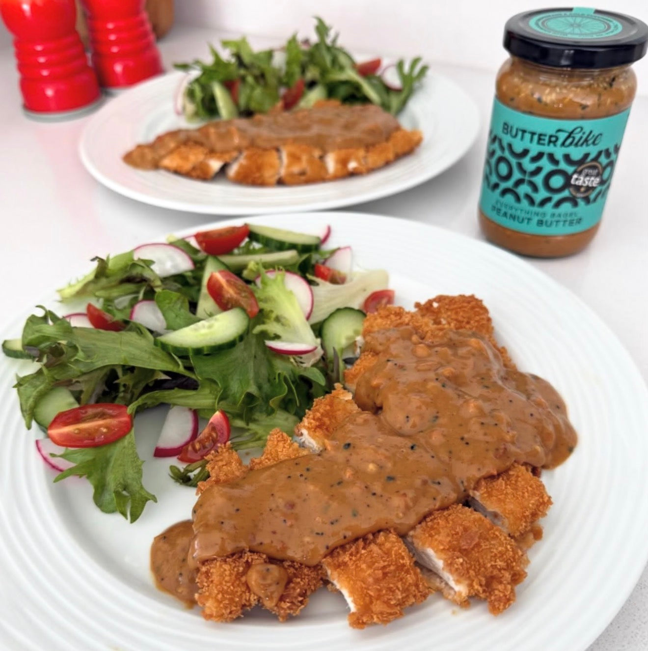 Chicken Schnitzel with Everything Bagel Sauce